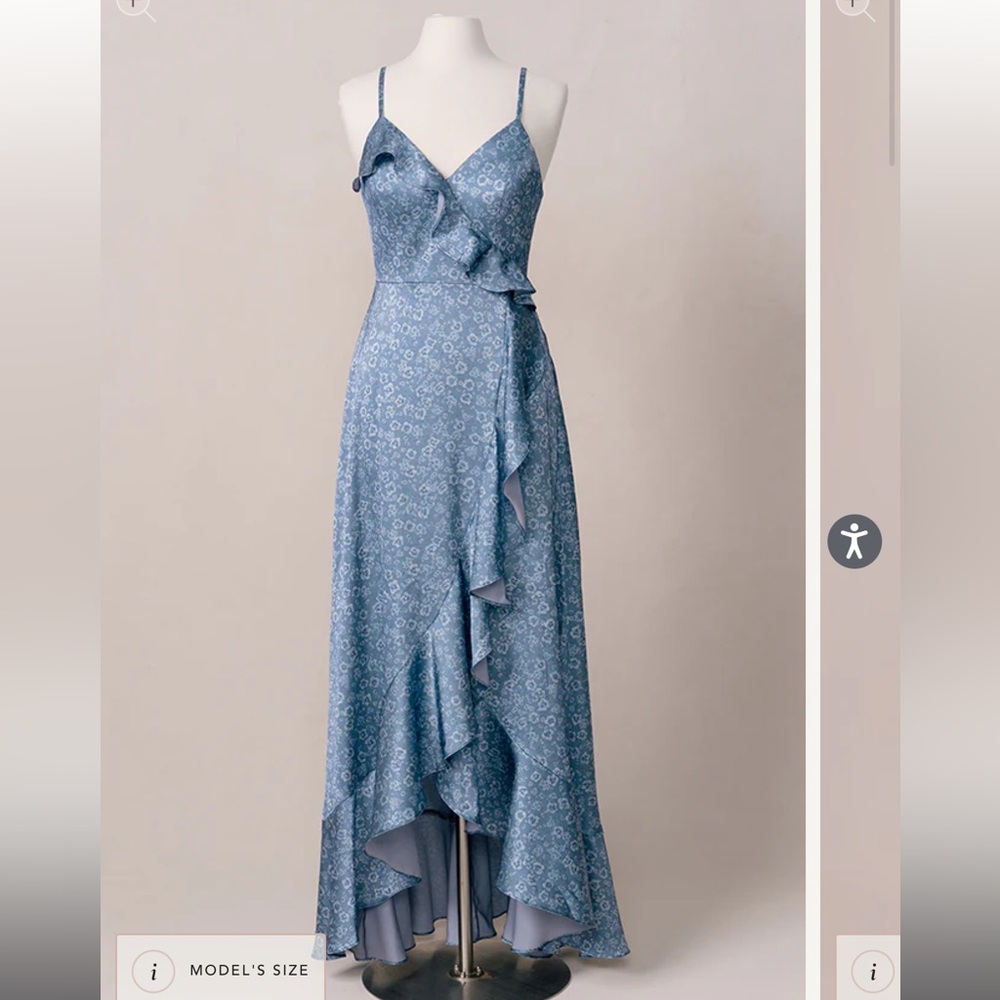Revelry Dress Paloma Satin Dusty Blue Posey